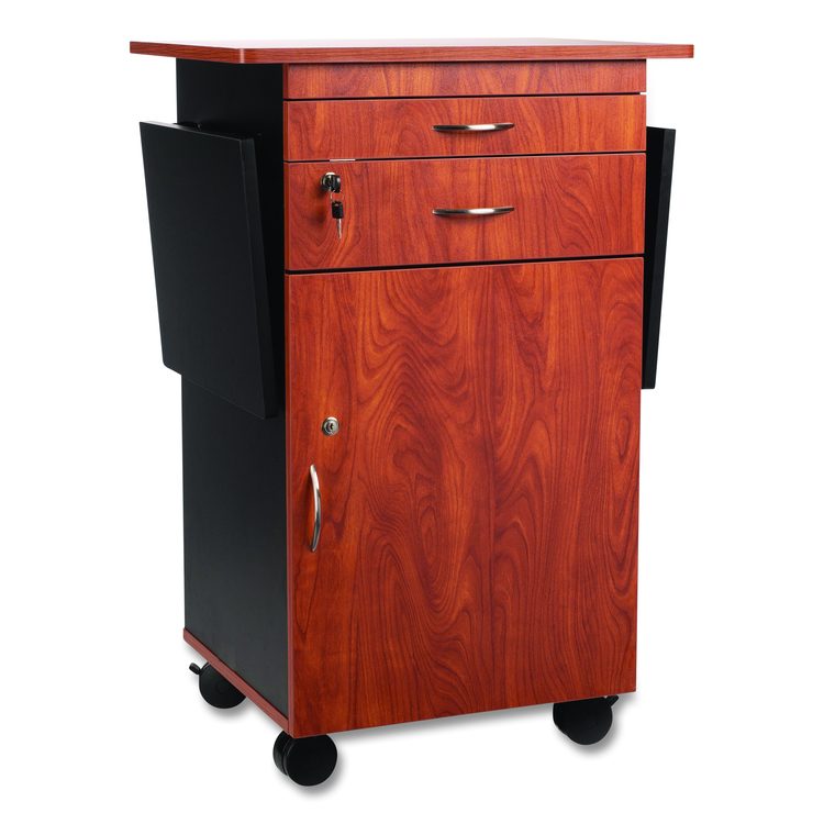 Multimedia Presentation Cart, 25 x 19 x 38, Cherry/Black