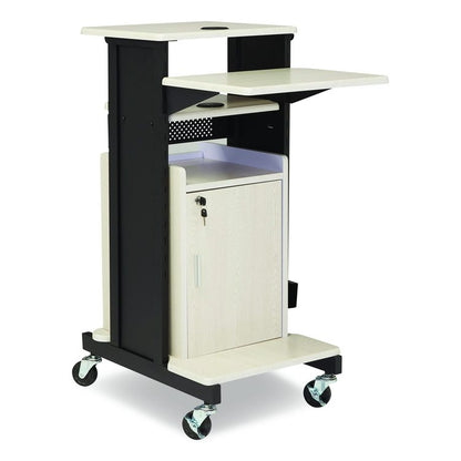 Premium Plus Presentation Cart with Storage Cabinet, 18 x 30 x 40.5, Ivory/Black