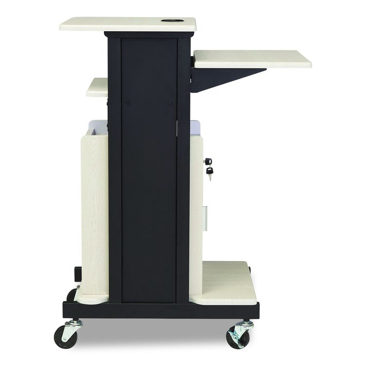 Premium Plus Presentation Cart with Storage Cabinet, 18 x 30 x 40.5, Ivory/Black