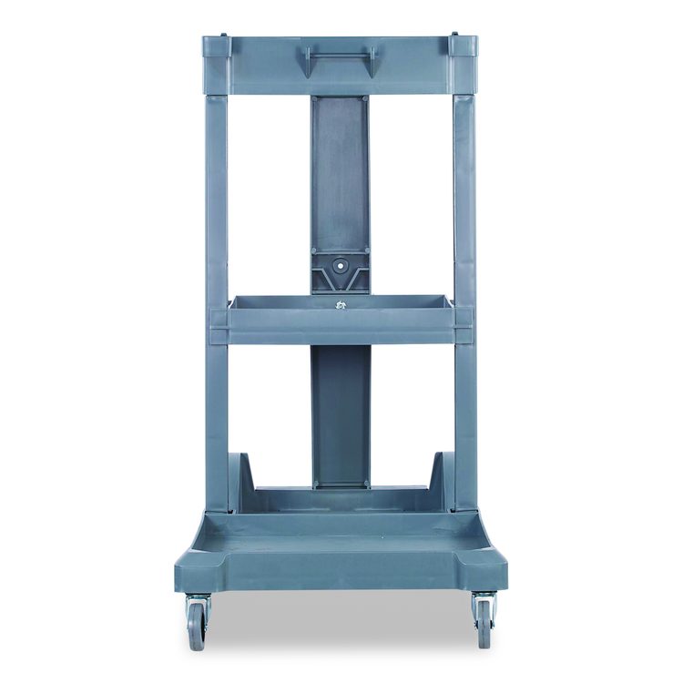 Janitor Cleaning Cart, Plastic, 4 Shelves, 1 Bin, 19" x 45" x 39", Gray