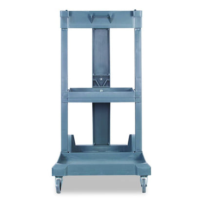 Janitor Cleaning Cart, Plastic, 4 Shelves, 1 Bin, 19" x 45" x 39", Gray