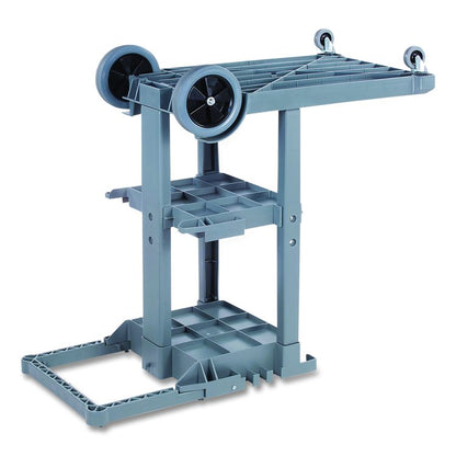 Janitor Cleaning Cart, Plastic, 4 Shelves, 1 Bin, 19" x 45" x 39", Gray