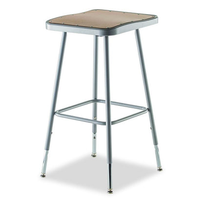 6300 Series Height Adjust Heavy Duty Square Seat Steel Stool, Backless, 500lb, 23.75" to 31.75" Height, Brown Seat, Gray Base