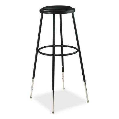 6400 Series Height Adjustable HD Vinyl Padded Steel Stool, Supports 500 lb, 30.5" to 38.5" Seat Height, Black Seat/Base