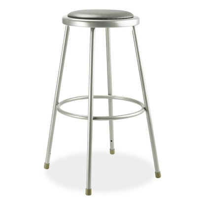 6400 Series Fixed Height Heavy Duty Vinyl Padded Steel Stool, Backless, Supports 500 lb, 30" Seat Height, Gray Seat/Base
