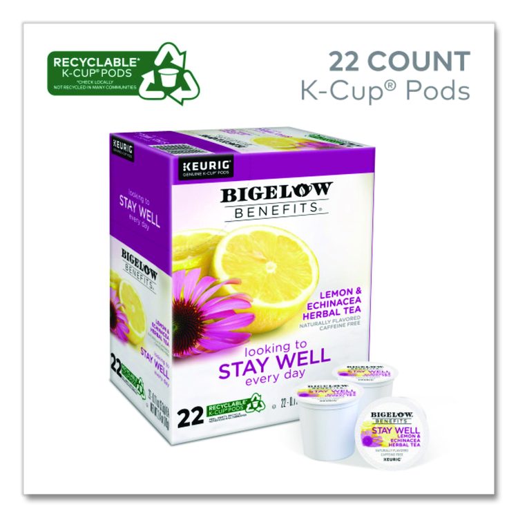 Benefits Lemon and Echinacea Herbal K-Cup, 0.11 oz, 22/Box