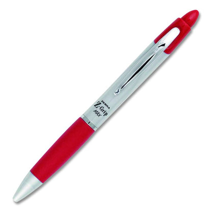 Z-Grip MAX Ballpoint Pen, Retractable, Medium 1 mm, Red Ink, Silver/Red Barrel, 12/Pack