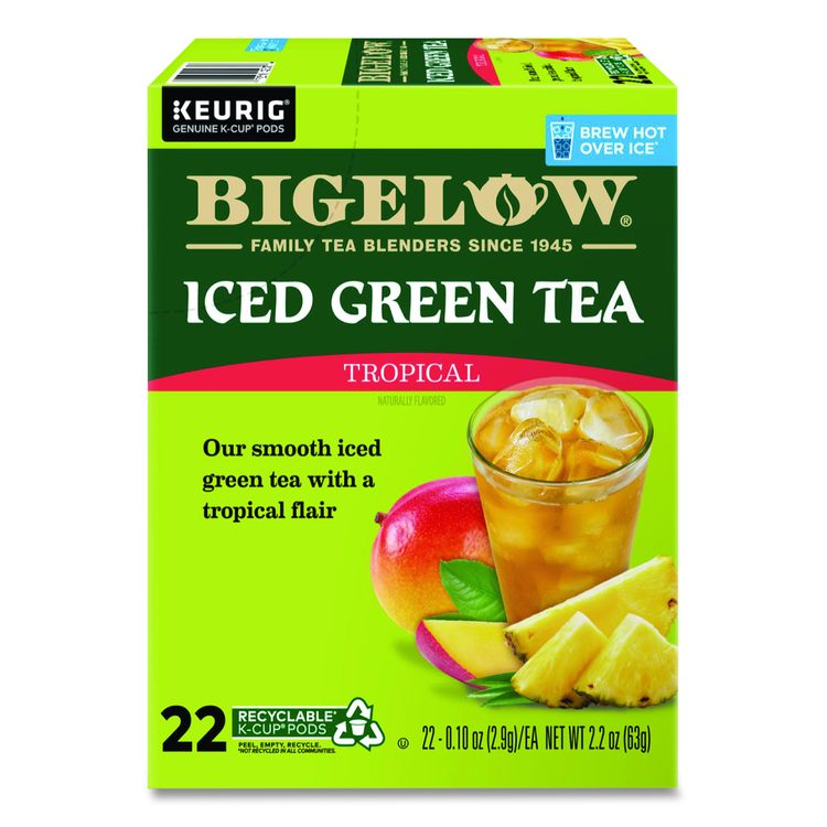 Tropical Iced Green Tea, K-Cup, 0.10 oz, 22/Box