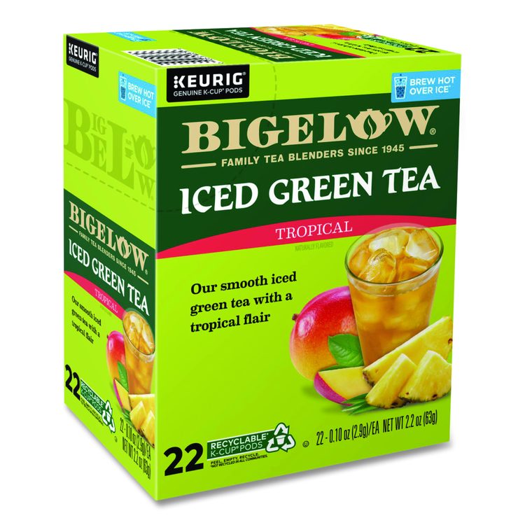 Tropical Iced Green Tea, K-Cup, 0.10 oz, 22/Box