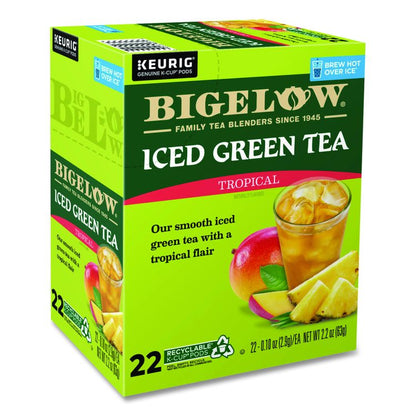 Tropical Iced Green Tea, K-Cup, 0.10 oz, 22/Box