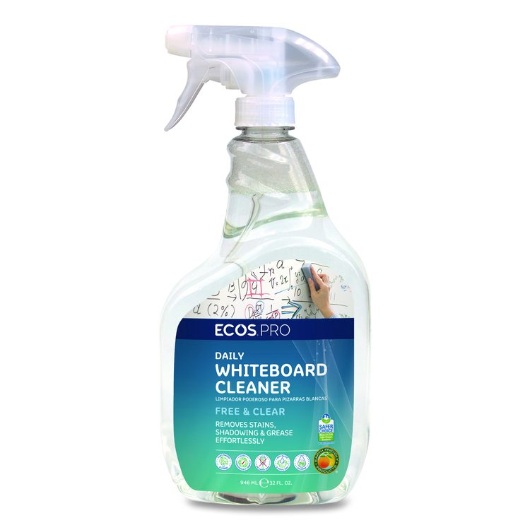 Daily Whiteboard Cleaner, Free and Clear, 32 oz Spray Bottle, 6/Carton