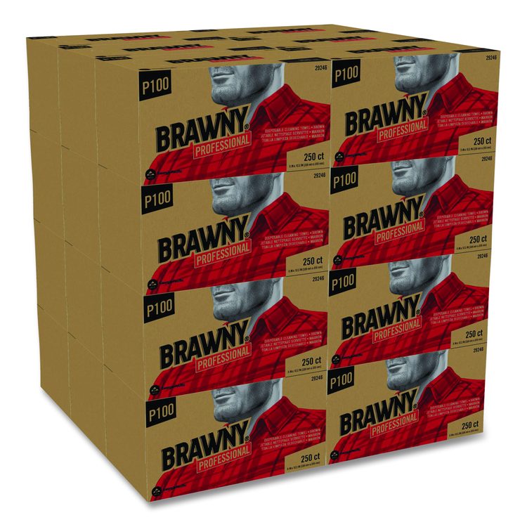 All Purpose Wipers, 1-Ply, 9 x 10.25, Brown, 250 Wipers/Box, 24 Boxes/Carton
