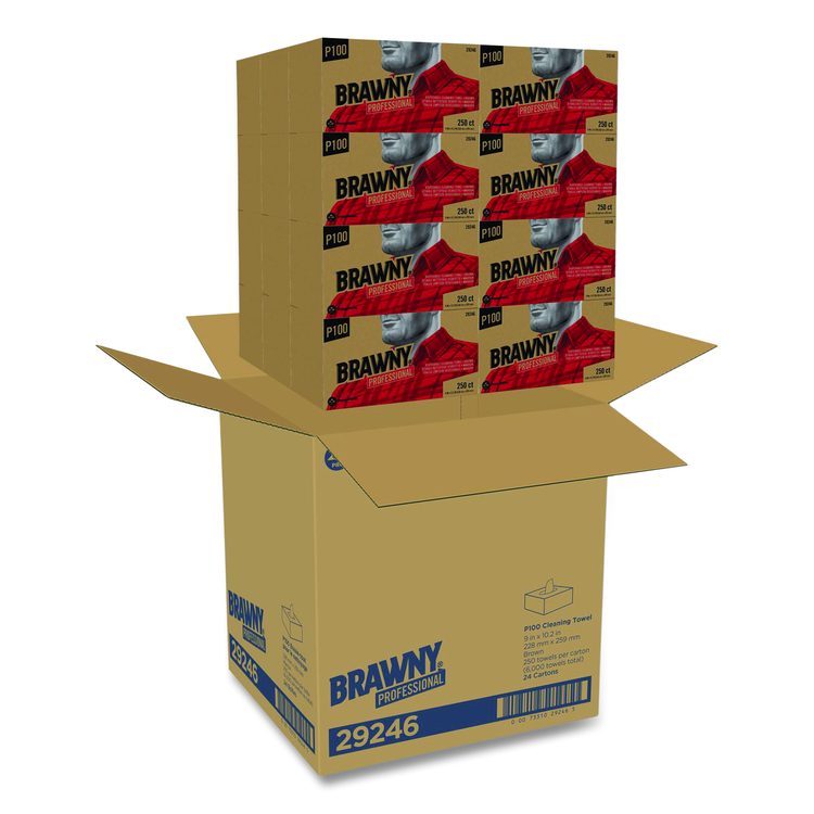 All Purpose Wipers, 1-Ply, 9 x 10.25, Brown, 250 Wipers/Box, 24 Boxes/Carton