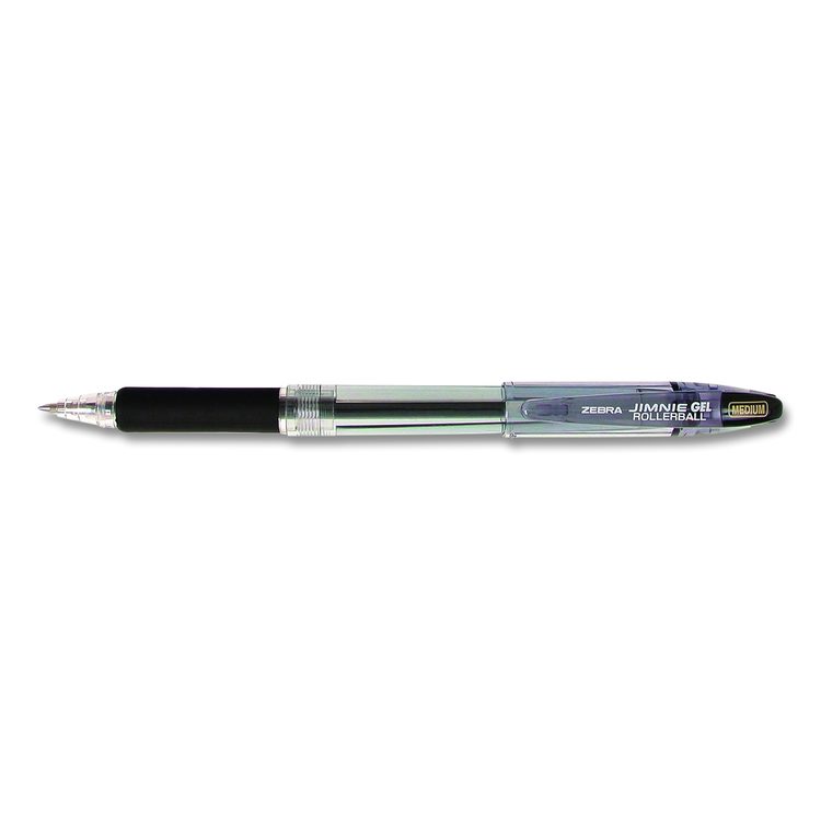 Jimnie Gel Pen, Stick, Medium 0.7 mm, Black Ink, Clear/Black Barrel, 12/Pack