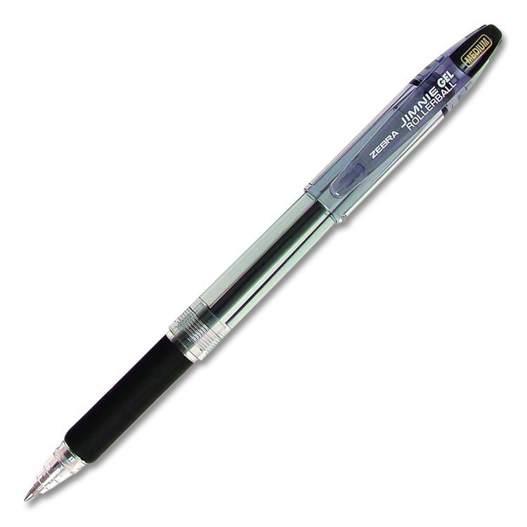 Jimnie Gel Pen, Stick, Medium 0.7 mm, Black Ink, Clear/Black Barrel, 12/Pack