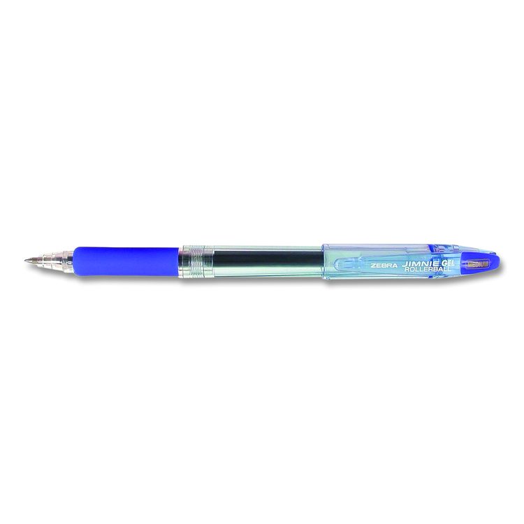 Jimnie Gel Pen, Stick, Medium 0.7 mm, Blue Ink, Clear/Blue Barrel, 12/Pack
