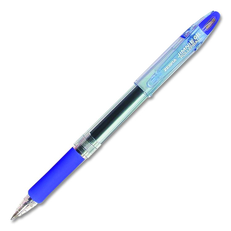 Jimnie Gel Pen, Stick, Medium 0.7 mm, Blue Ink, Clear/Blue Barrel, 12/Pack