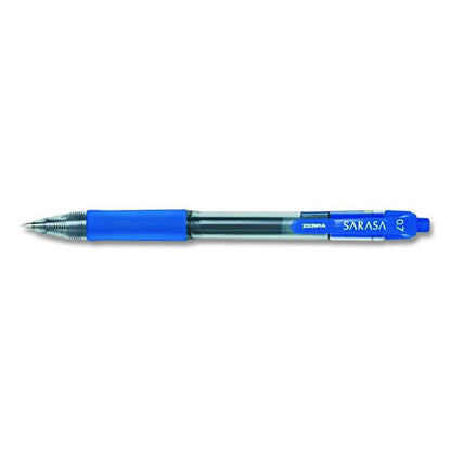 Sarasa Dry Gel X20 Gel Pen, Retractable, Medium 0.7 mm, Blue Ink, Clear/Blue Barrel, 12/Pack