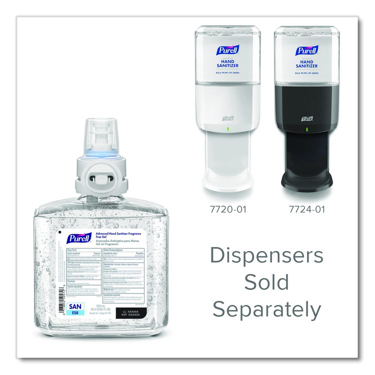 Professional Advanced Gel Hand Sanitizer Fragrance Free, For ES8 Dispenser, 2/Carton