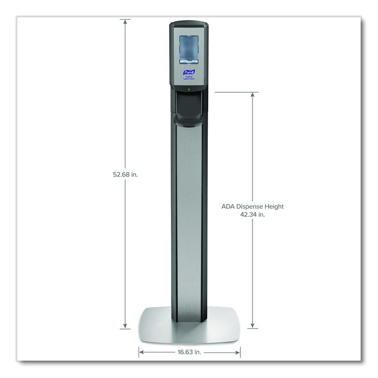 MESSENGER CS8 Silver Panel Floor Stand with Dispenser, 1,200 mL, 15.13 x 16.62 x 52.68, Graphite/Silver