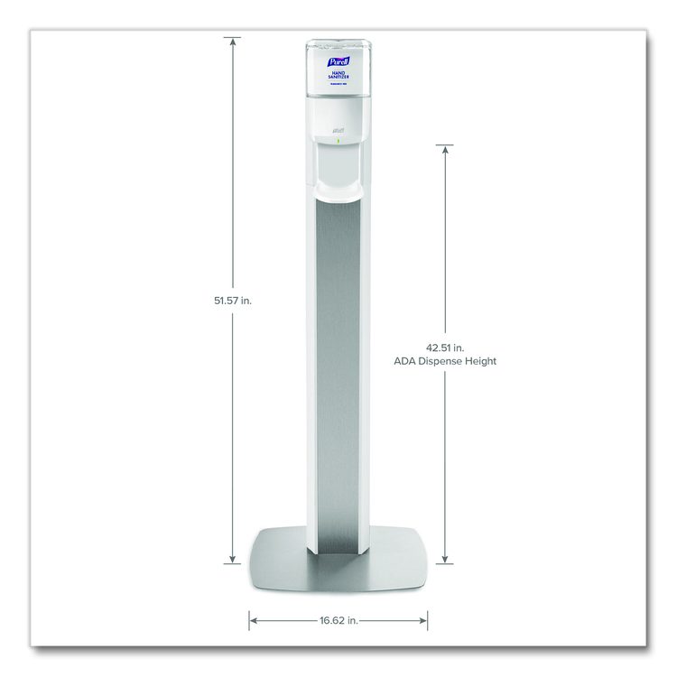 MESSENGER ES8 Silver Panel Floor Stand with Dispenser, 1,200 mL, 16.75 x 6 x 40, Silver/White