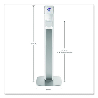 MESSENGER ES8 Silver Panel Floor Stand with Dispenser, 1,200 mL, 16.75 x 6 x 40, Silver/White