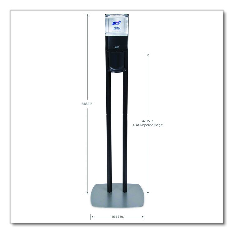 ES6 Hand Sanitizer Floor Stand with Dispenser, 1,200 mL, 13.5 x 5 x 28.5, Graphite/Silver