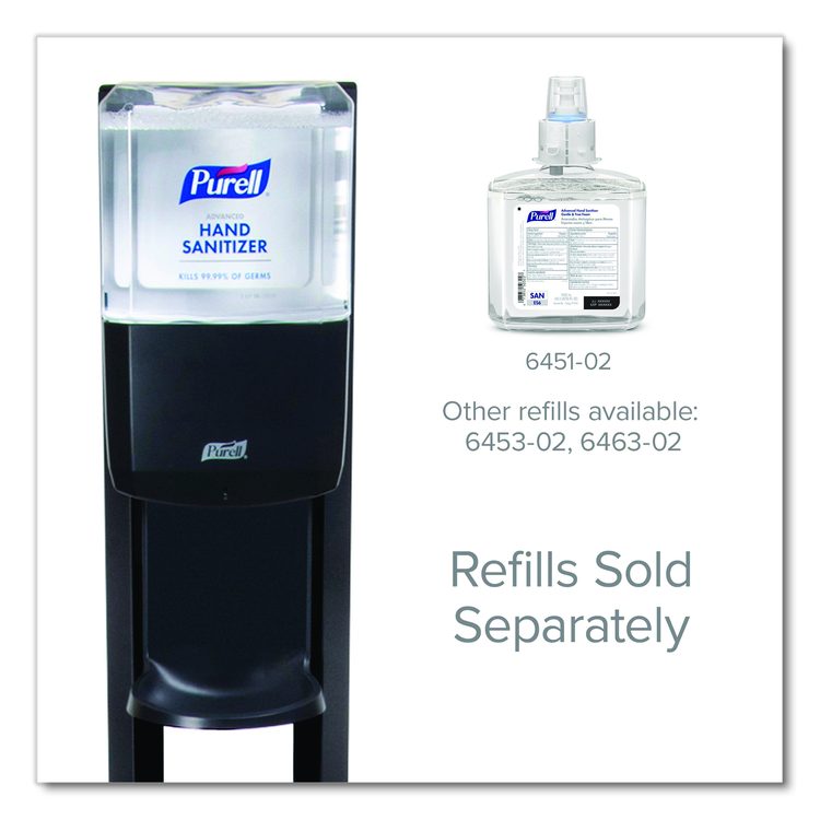 ES6 Hand Sanitizer Floor Stand with Dispenser, 1,200 mL, 13.5 x 5 x 28.5, Graphite/Silver