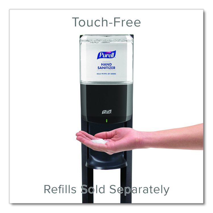 ES6 Hand Sanitizer Floor Stand with Dispenser, 1,200 mL, 13.5 x 5 x 28.5, Graphite/Silver