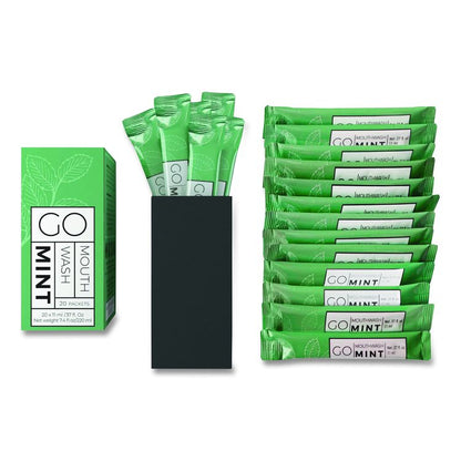 Individual Mouthwash Packets, Display Pack, Mint Flavor, 0.37 oz Packet, 20/Pack