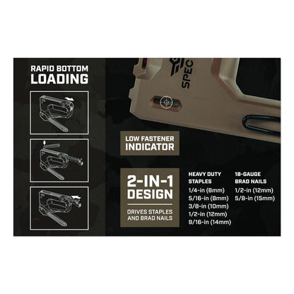 Hi-Start Hand Tacker, T50 Style Staples (0.25" to 0.56") and 18-gauge Brads (0.5" to 0.63")