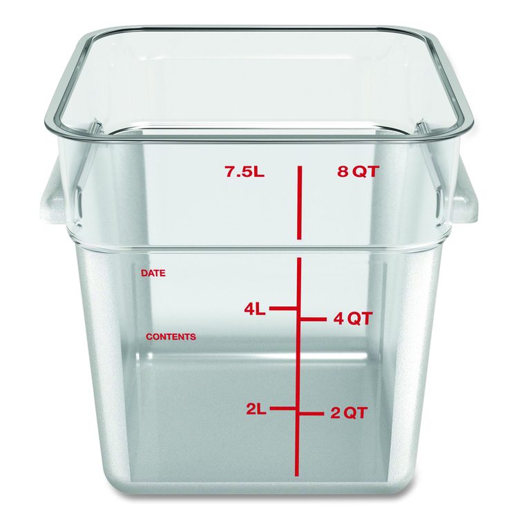 Squares Polycarbonate Food Storage Container, 8 qt, 8.75 x 8.75 x 9, Clear, Plastic