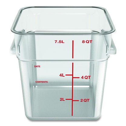Squares Polycarbonate Food Storage Container, 8 qt, 8.75 x 8.75 x 9, Clear, Plastic