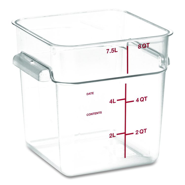 Squares Polycarbonate Food Storage Container, 8 qt, 8.75 x 8.75 x 9, Clear, Plastic