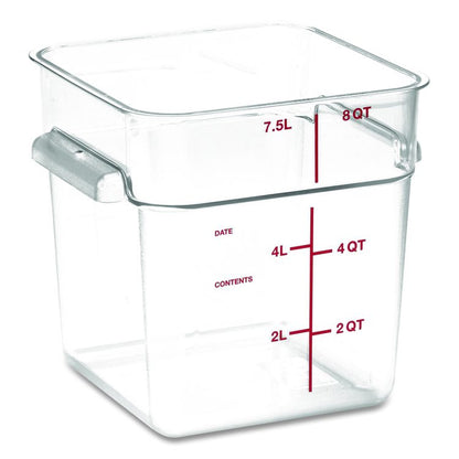 Squares Polycarbonate Food Storage Container, 8 qt, 8.75 x 8.75 x 9, Clear, Plastic