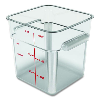 Squares Polycarbonate Food Storage Container, 8 qt, 8.75 x 8.75 x 9, Clear, Plastic