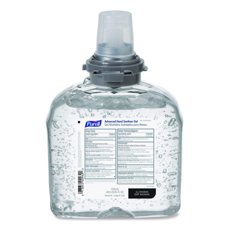 Advanced Hand Sanitizer TFX Refill, Gel, 1,200 mL, Unscented