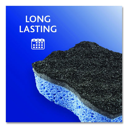 Scrunge Heavy-Duty Sponge, 2.63 x 4.25, 1" Thick, Black/Blue, 2/Pack, 8 Packs/Carton