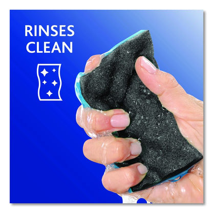 Scrunge Heavy-Duty Sponge, 2.63 x 4.25, 1" Thick, Black/Blue, 2/Pack, 8 Packs/Carton