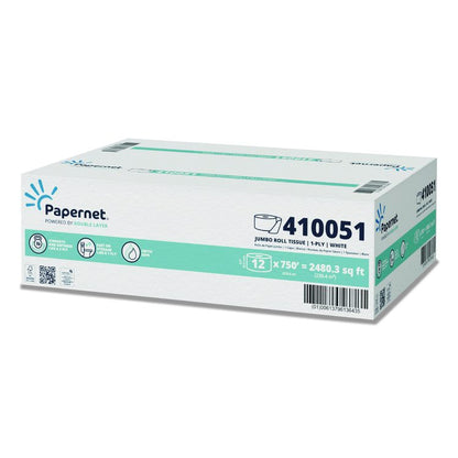 HyTech Seas Mini JRT, Septic Safe, 1-Ply, 3.3" x 750 ft, White, 6 Rolls/Carton