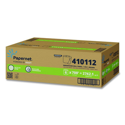 HyTech Seas Hardwound Roll Towel Kraft, 1-Ply, 7.9" x 700 ft, Brown, 6/Carton