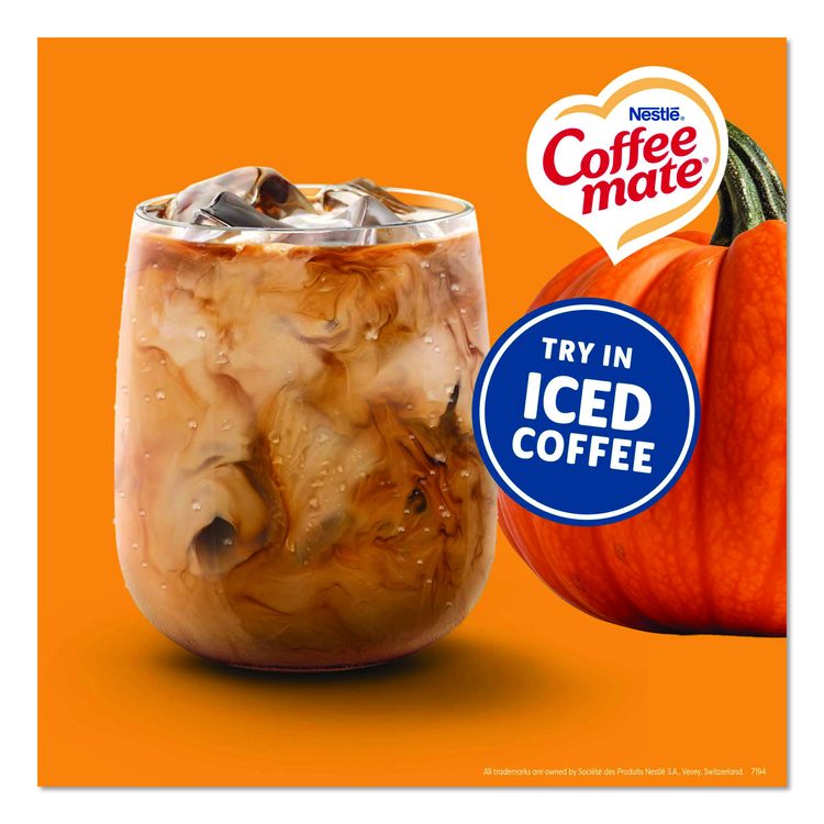 Liquid Coffee Creamer, Pumpkin Spice, 0.38 oz. Mini Cups, 50/Box