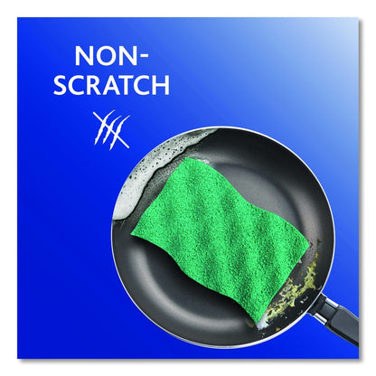 Scrunge Non-Scratch Scrub Sponge, 2.63 x 4.25, 1" Thick, Green/Blue, 2/Pack, 8 Packs/Carton