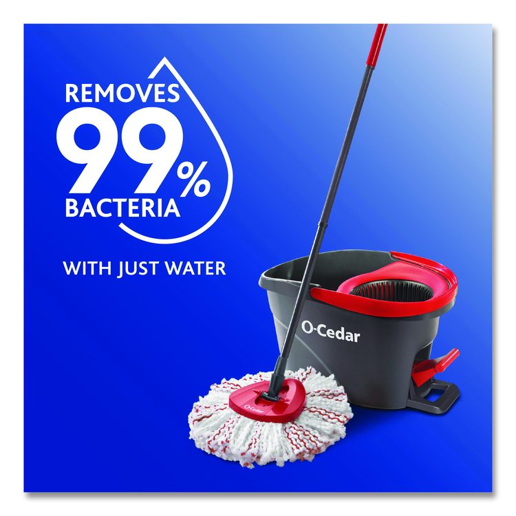 EZWring Deep Clean Refill, Patented Microfiber, Custom Size for EZ Wring Mop Systems, Red/White, 4/Carton