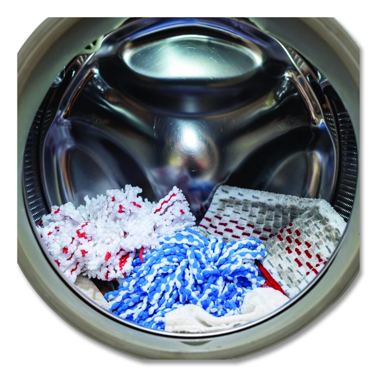EZWring Deep Clean Refill, Patented Microfiber, Custom Size for EZ Wring Mop Systems, Red/White, 4/Carton