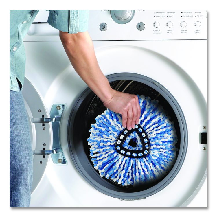 Rinse Clean Refill, Microfiber, Custom Size for Rinse Clean Mop System, Blue/White, 2/Pack, 6 Packs/Carton
