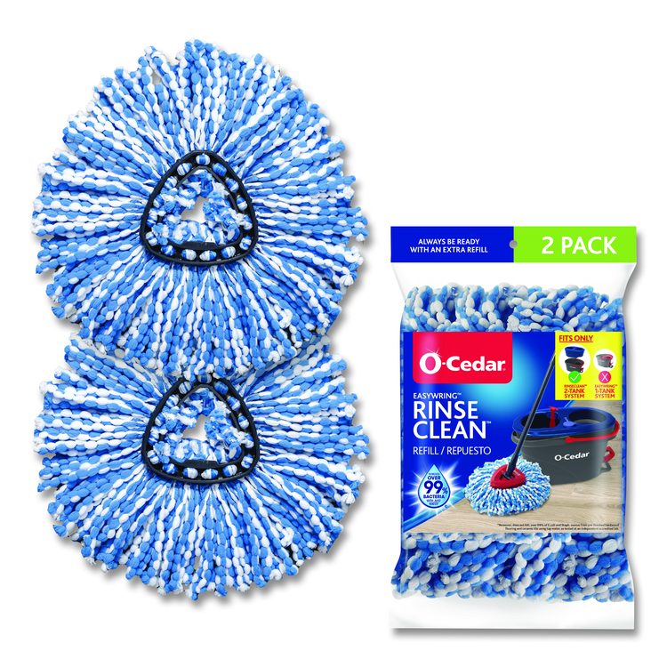 Rinse Clean Refill, Microfiber, Custom Size for Rinse Clean Mop Systems, Blue/White, 2/Pack