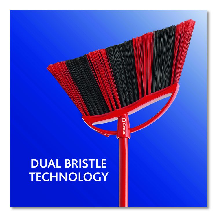 One Sweep Broom with Dustpan, 53.88" Length, Red/Black/Gray