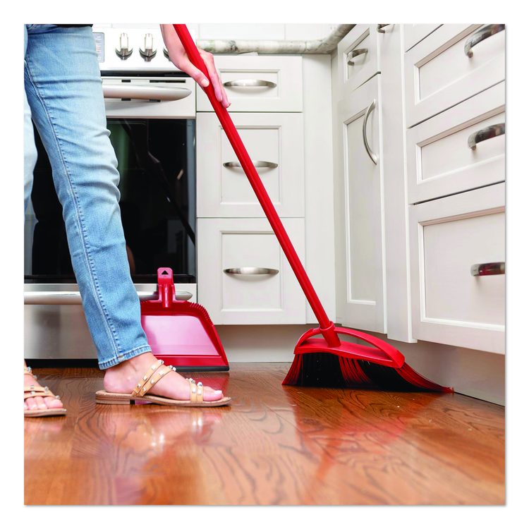 One Sweep Broom with Dustpan, 53.88" Length, Red/Black/Gray