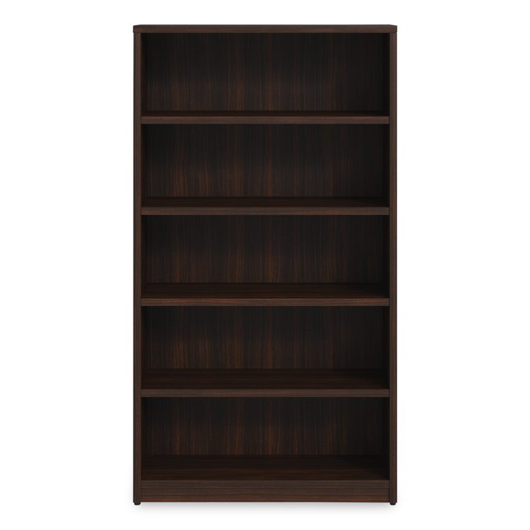 Alera Seville Bookcase, Five-Shelf, 36w x 14d x 65h, Mahogany
